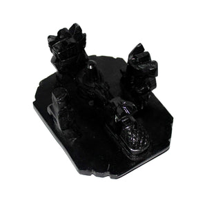 Black Marble Made Shiv Praivar Chawoki, Handcrafted Handmade Maha Shivling, Parvati, Ganesh, and Kartikeya, Shiv Parivar Black Stone