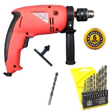 Saleshop365® Powerful 13 mm Reverse Forward Rotation 700 w Impact Drill Machine with 13 Pieces Hss Drill Set for and 1 Pc Masonry bit - halfrate.in