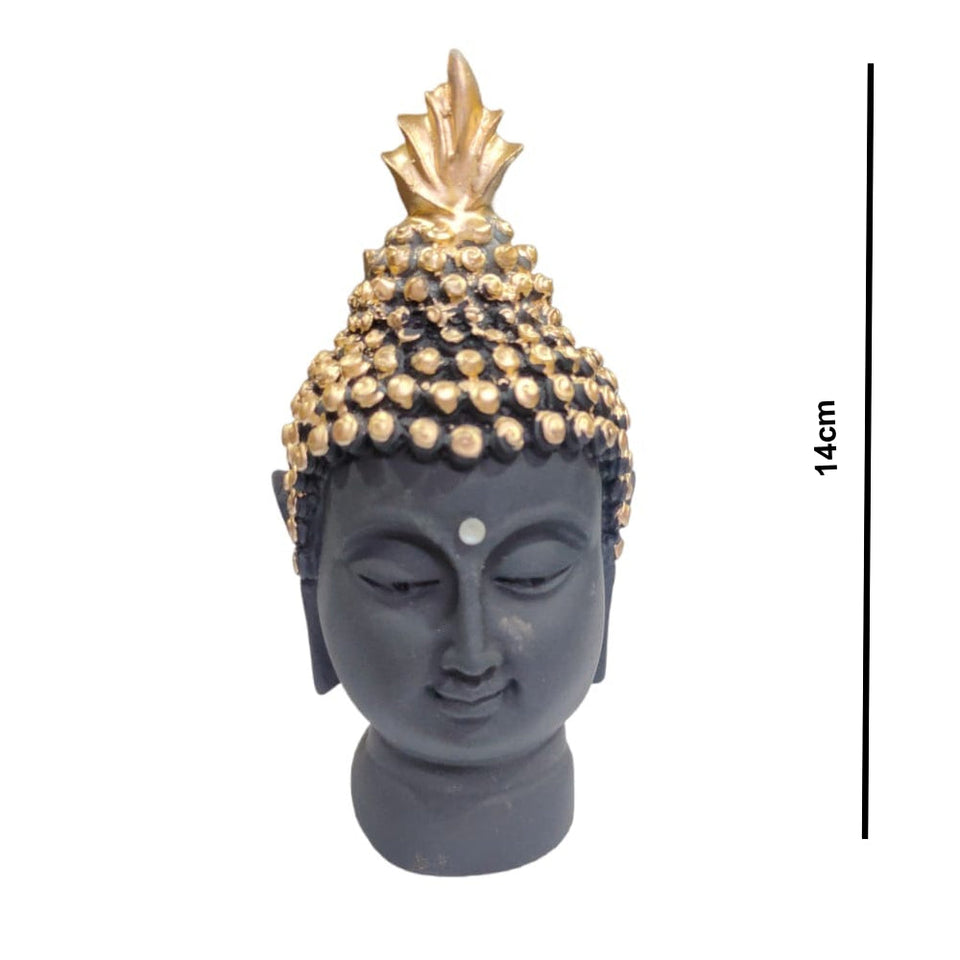 Buddha Face Statue Black - 14 cm  - Ideal for Home, Office, Car, Gifting