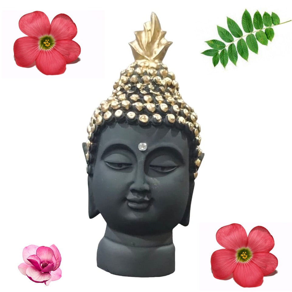 Buddha Face Statue Black - 14 cm  - Ideal for Home, Office, Car, Gifting