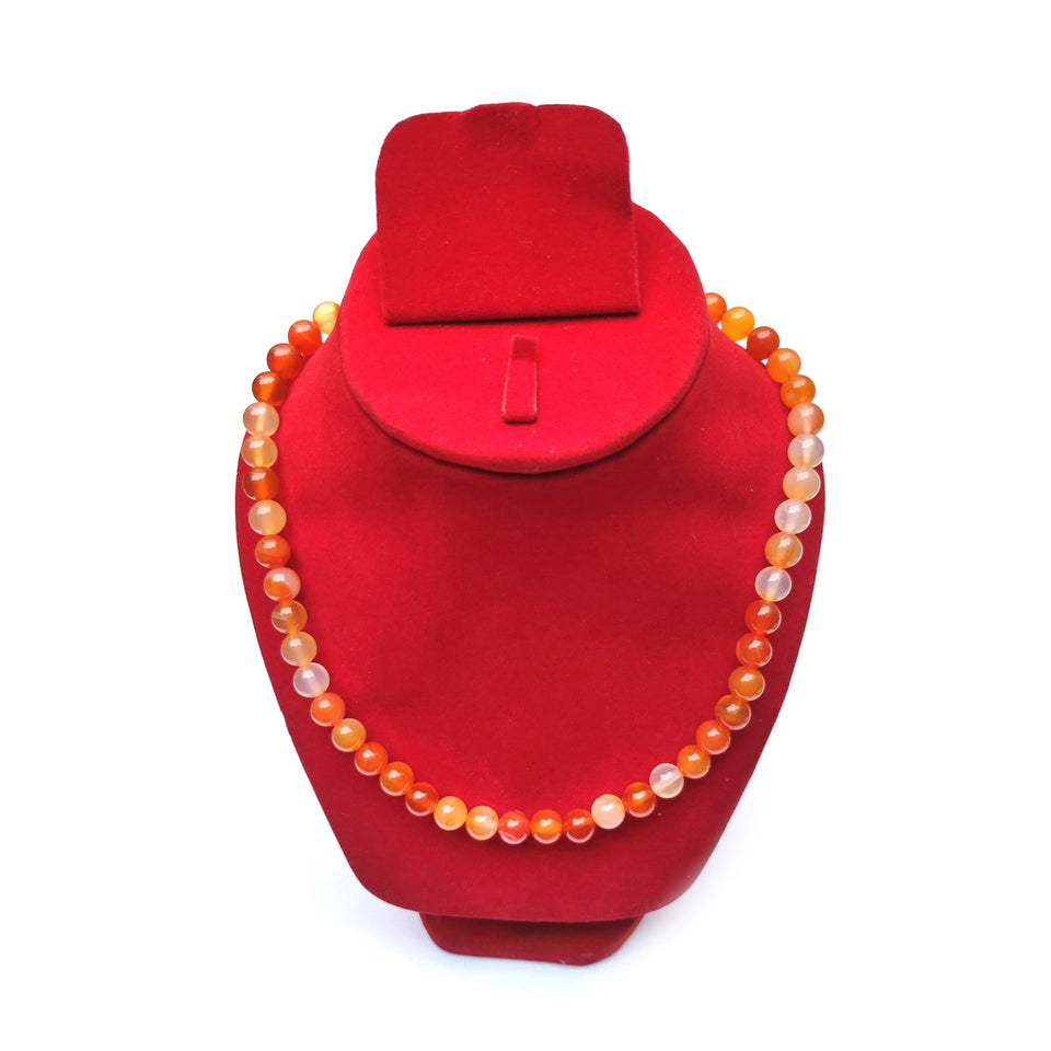 Carnelian Crystal Round Beads Necklace 15 Inches 8mm Beads Semi precious Mala