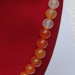 Red Sulemani / Banded Agate Crystal Round Beads Necklace 15 Inches 8mm Beads Semi precious Mala