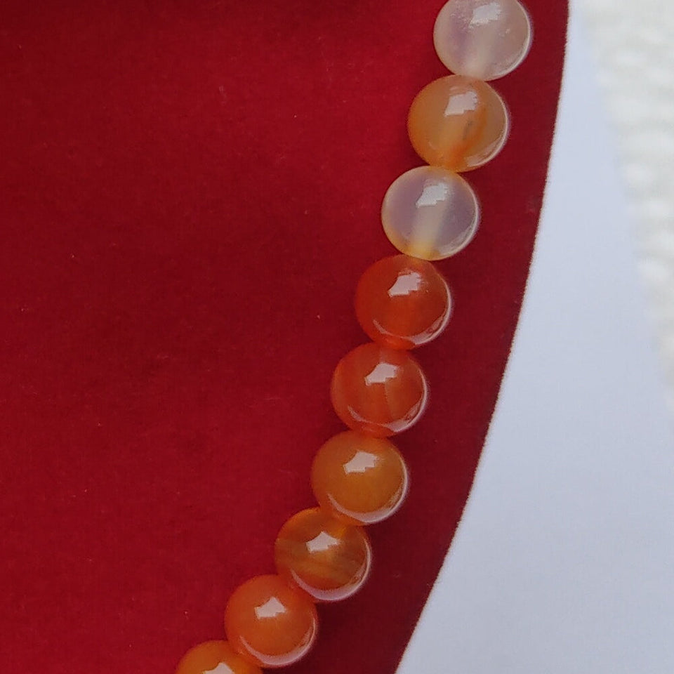 Red Sulemani / Banded Agate Crystal Round Beads Necklace 15 Inches 8mm Beads Semi precious Mala