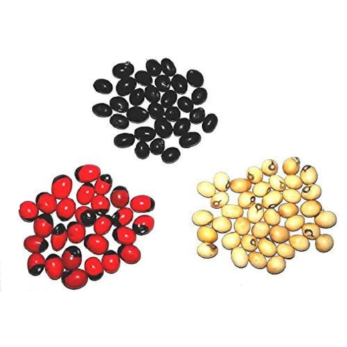 Natural 100% & Rare Mantra Siddha Pure and Original Rare Chirmi Seeds Combo :Red Gunja Black Chirmi White Gurinvida Beads Ratti Gumchi Madhuyastika - 11 each