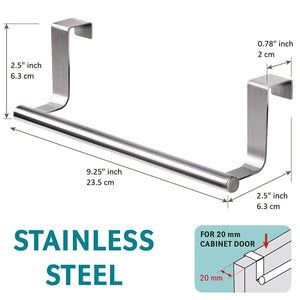 Stainless Steel Over Cabinet Door Kitchen Towel Bar - Used as Hanger Over Storage Drawer - 9 inch approx. - halfrate.in