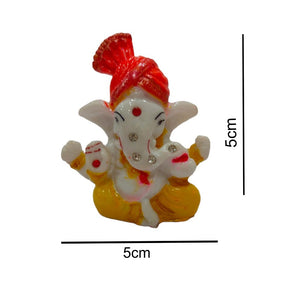 Pagadi Ganesha AD Studded Idol Handcrafted Handmade Marble Dust Polyresin - 5 cm DHP-1