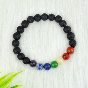 7 Chakra Semi Precious Gemstone with Lava Beads Bracelet Reiki Crystals Semi Precious Natural Gemstone Beads Reiki Healing Bracelet