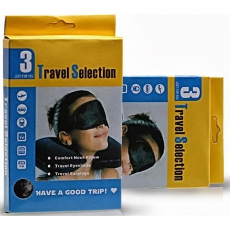 3 in 1 Travel Set Eye Cover + Ear Plug + Neck Pillow - halfrate.in