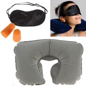 3 in 1 Travel Set Eye Cover + Ear Plug + Neck Pillow - halfrate.in