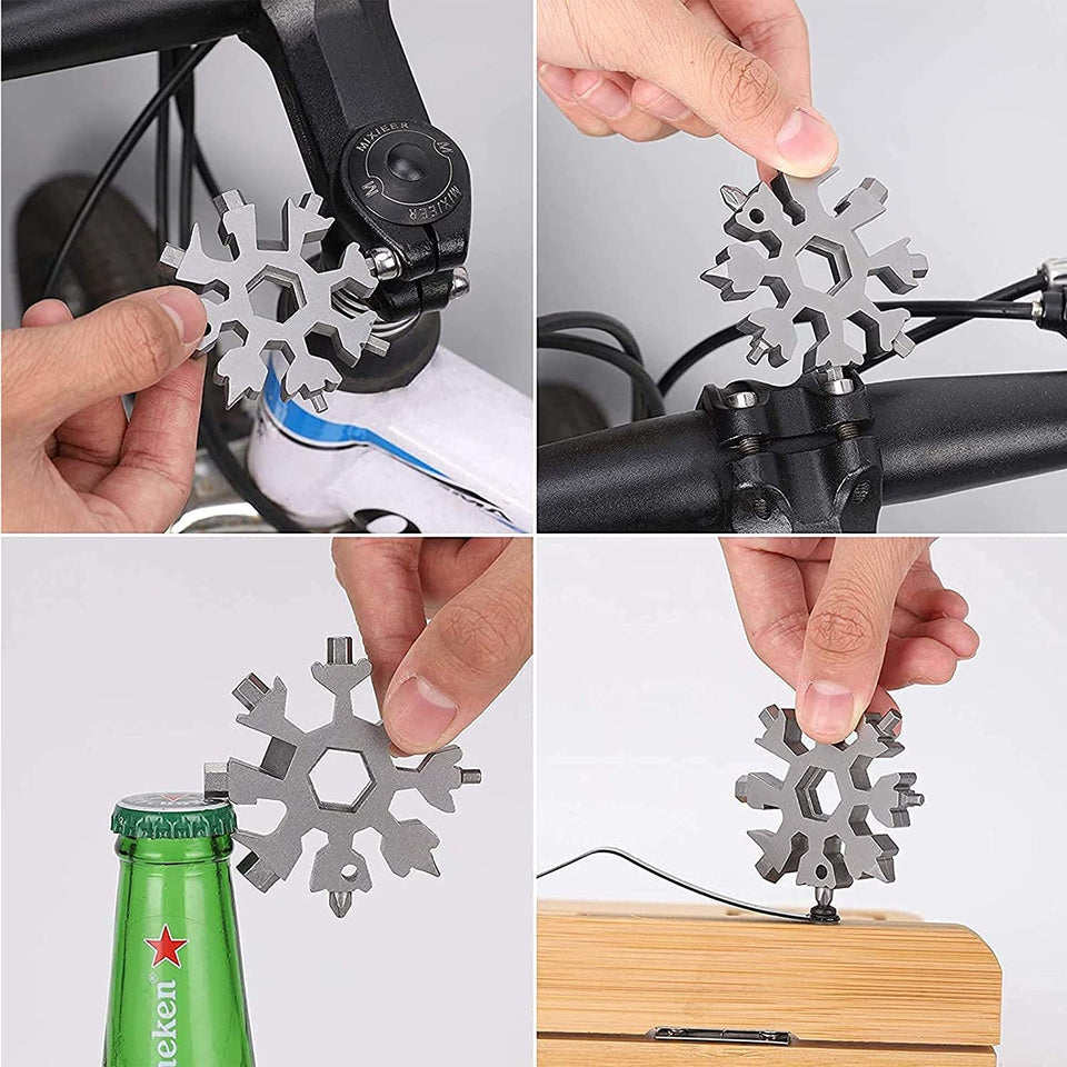 18-IN-1 Snowflake shape multipurpose Hand tool for Home, Camping and lot more