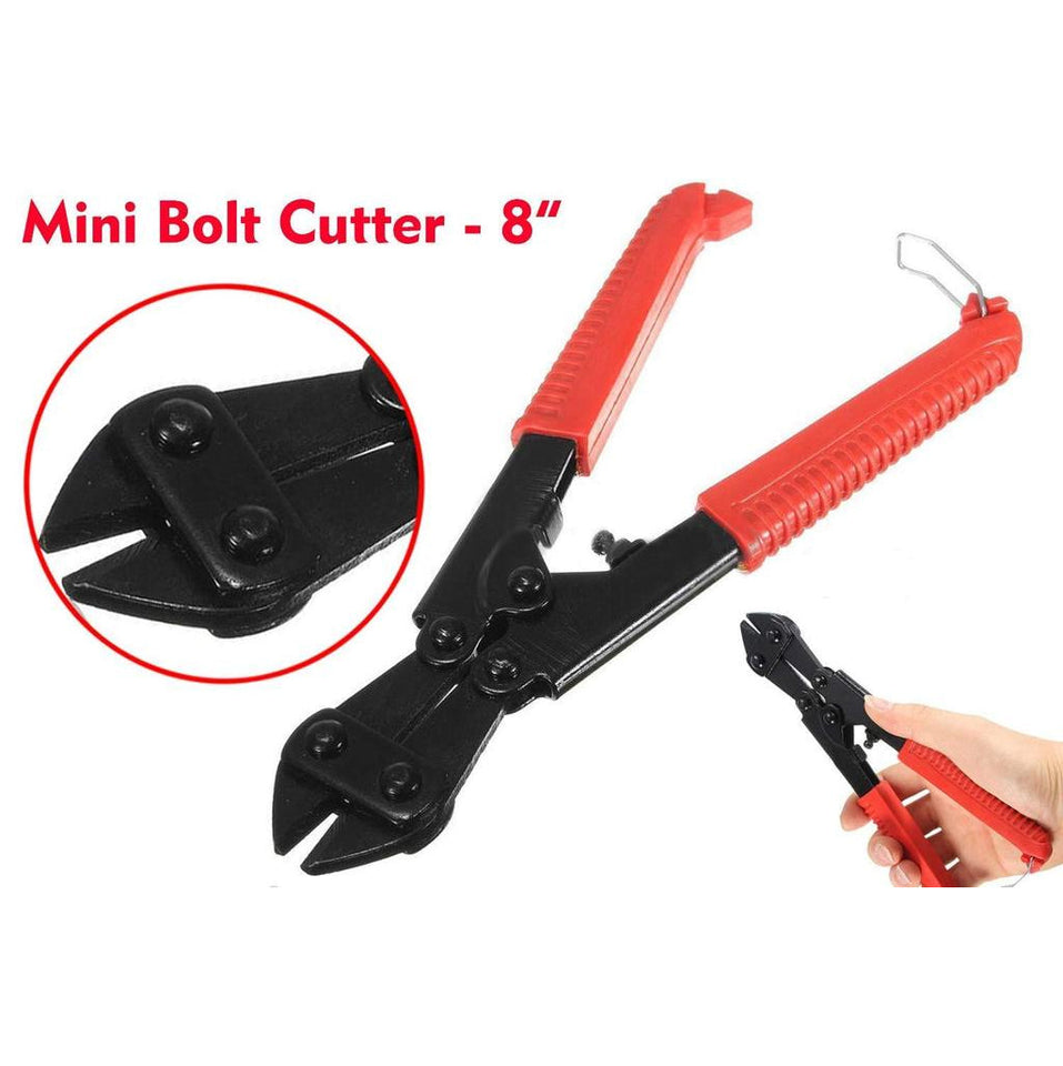 Professional Mini Bolt Cutter 8" with T8 Alloy Steel & Heat Treated Blades, Handle End with a Lock