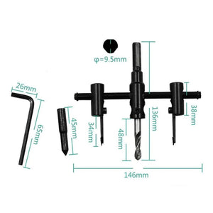 Adjustable 1-Inch to 6-Inches, Wood Hole Saw Circle Cutter, Wood Working Twist Hole DIY Tools Cutting (Diameter 30-200 mm)