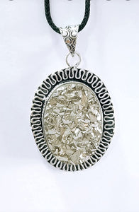Natural Golden Pyrite Raw Oval Pendant for Men and Women Attract Wealth and Prosperity