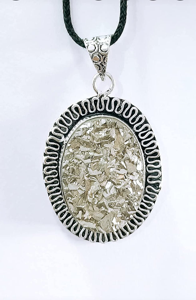 Natural Golden Pyrite Raw Oval Pendant for Men and Women Attract Wealth and Prosperity