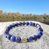 Natural Gemstone 6mm Beads Lapis Lazuli Crystal with Buddha Unisex Bracelet for Healing, Reiki, Vastu