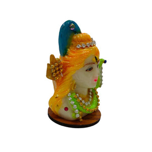 Shivji AD Studded Idol Handcrafted Handmade Marble Dust Polyresin - 7 cm perfect for Home, Office, Cars, Gifting SC-324