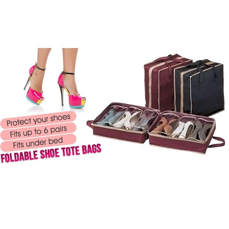 Shoe Tote Organizer To Hold 6 Pair Of Shoes - Portable Travel Pouch for carrying - halfrate.in