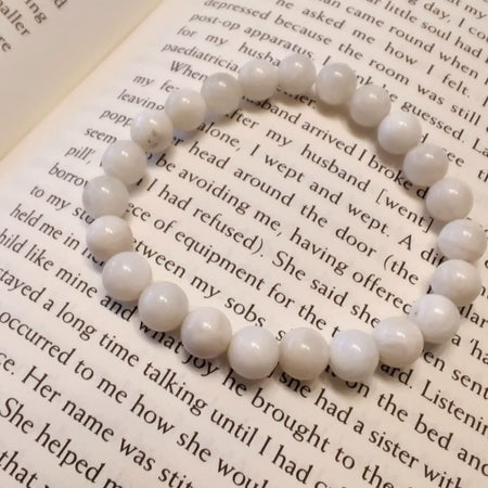 Natural Moonstone Bracelet White Moonstone Stone Charm Round Beads Reiki Healing Crystal Gemstone Bracelet, Energized