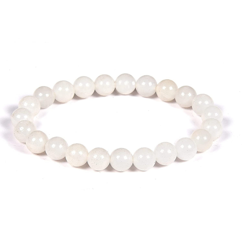 Natural Moonstone Bracelet White Moonstone Stone Charm Round Beads Reiki Healing Crystal Gemstone Bracelet, Energized