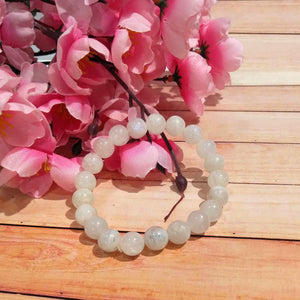 Natural Moonstone Bracelet White Moonstone Stone Charm Round Beads Reiki Healing Crystal Gemstone Bracelet, Energized