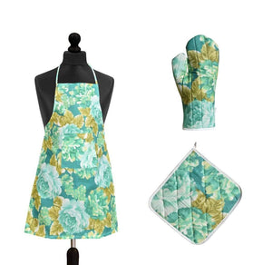 Kitchen Apron 3 pcs Apron, Glove & Pot Holder - halfrate.in