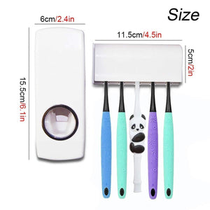 Automatic Toothpaste Dispenser and 5 Toothbrush Holder for Bathroom, Wall Mounted - halfrate.in