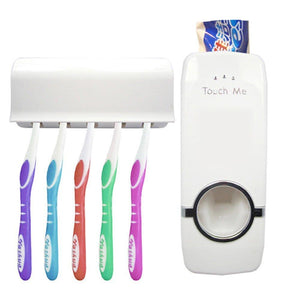 Automatic Toothpaste Dispenser and 5 Toothbrush Holder for Bathroom, Wall Mounted - halfrate.in