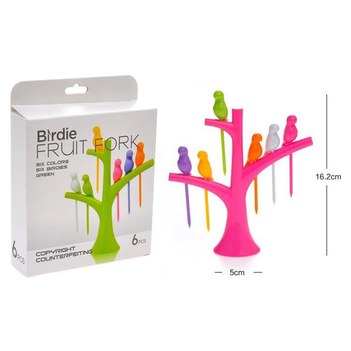 Birdie Fruit Fork Bird Shape Stick Tree Shape Holder Tableware Food Grade - halfrate.in