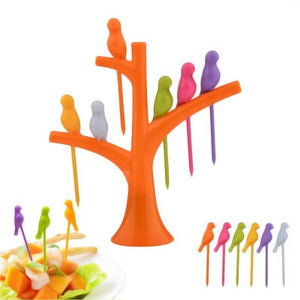 Birdie Fruit Fork Bird Shape Stick Tree Shape Holder Tableware Food Grade - halfrate.in