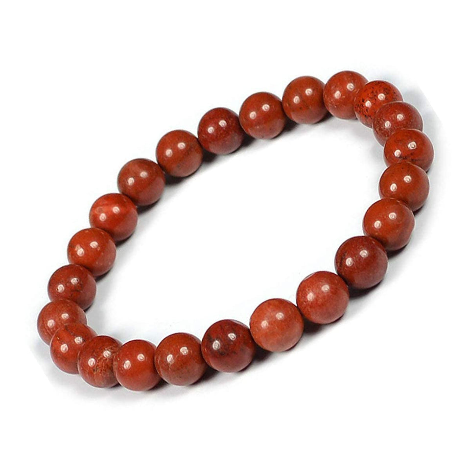 Natural Red Jasper Crystal Bracelet Round 6mm Beads Stone Bracelet for Reiki Healing and Crystal Healing, Energized