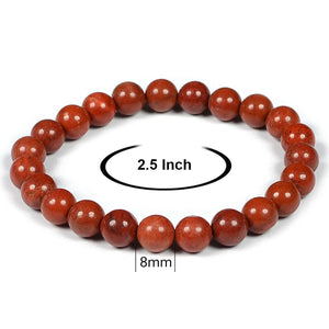 Natural Red Jasper Crystal Bracelet Round 8mm Beads Stone Bracelet for Reiki Healing and Crystal Healing, Energized