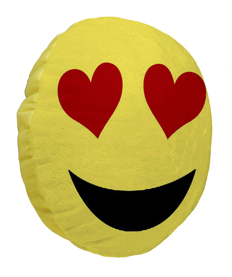 Cushion Emoji Heart Eye | Velvet Fabric | Soft Toys Cushion | Size 12x12 inches