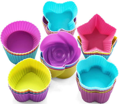 Silicone Cup Cake Moulds Assorted- 18 Pcs - halfrate.in