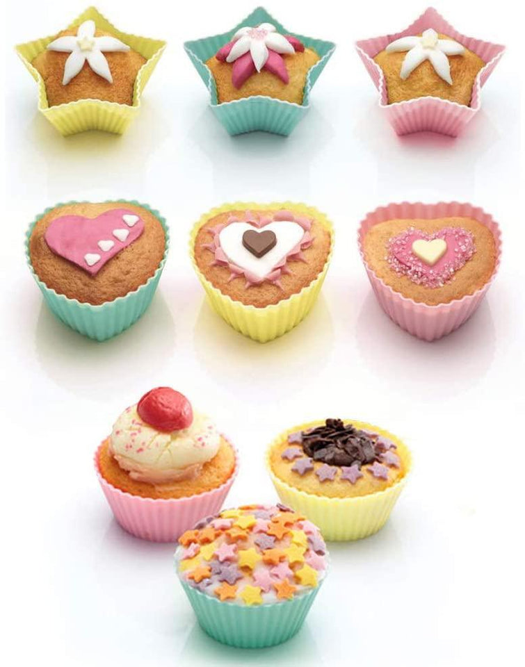 18 Pcs Silicon Mini Cake Moulds Cup cake Silicone mould bakeware - halfrate.in