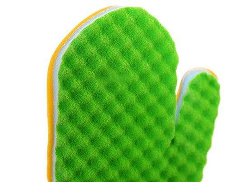 Latex PU Sponge Cleaning Glove Scrubber, 1 Piece Right Hand Green 1008 - halfrate.in