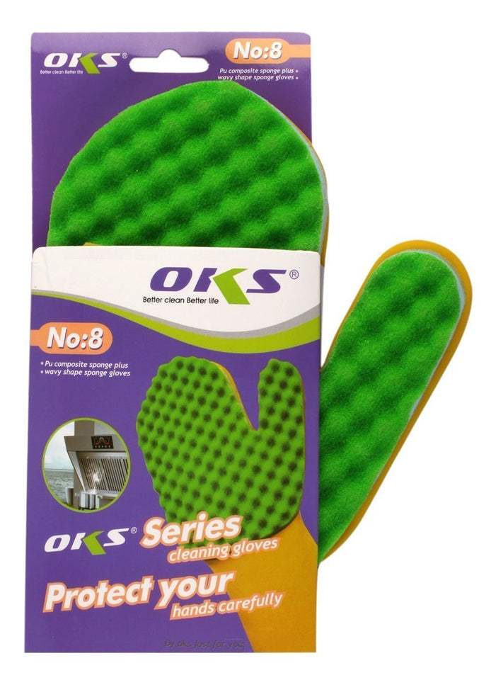 Latex PU Sponge Cleaning Glove Scrubber, 1 Piece Right Hand Green 1008 - halfrate.in