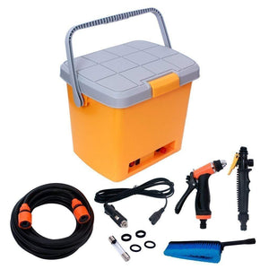 High Pressure Electric 12 V DC Portable Car Washer with 16 Liter Water Tank Clean Spray Gun, High Pressure Water Pump, Brush, Storage Box - halfrate.in