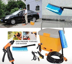 High Pressure Electric 12 V DC Portable Car Washer with 16 Liter Water Tank Clean Spray Gun, High Pressure Water Pump, Brush, Storage Box - halfrate.in