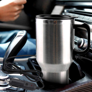 Electric Vacuum Flask Cup 12 V 65°C Car Kettle Mug Travel Stainless Steel Heating Cup for Coffee Tea 450ml