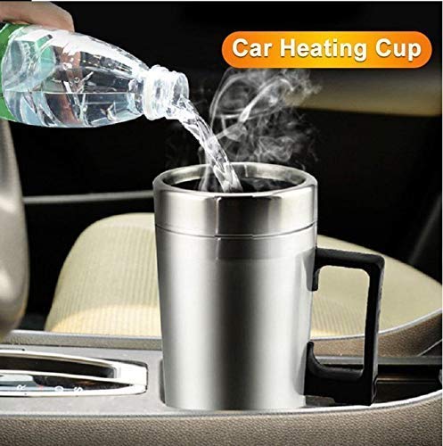 Electric Vacuum Flask Cup 12 V 65°C Car Kettle Mug Travel Stainless Steel Heating Cup for Coffee Tea 450ml