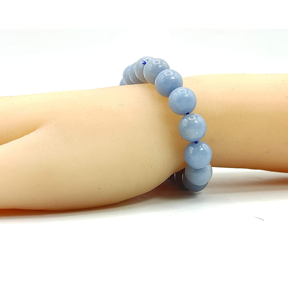 Angelite Natural Gemstone Bracelet Semi precious Feng Shui Crystal Chakra Aura Personal Reiki Healing Crystal 8mm