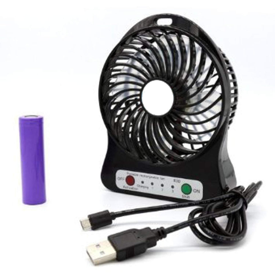 Mini Fan Portable 3 Gear Speed Cooling Fan Mini USB LED Fan Li-ion Rechargeable Multi functional Fan - halfrate.in