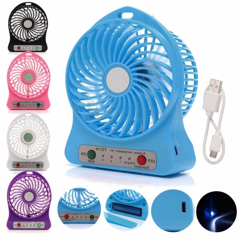 Mini Fan Portable 3 Gear Speed Cooling Fan Mini USB LED Fan Li-ion Rechargeable Multi functional Fan - halfrate.in