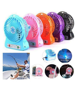 Mini Fan Portable 3 Gear Speed Cooling Fan Mini USB LED Fan Li-ion Rechargeable Multi functional Fan - halfrate.in