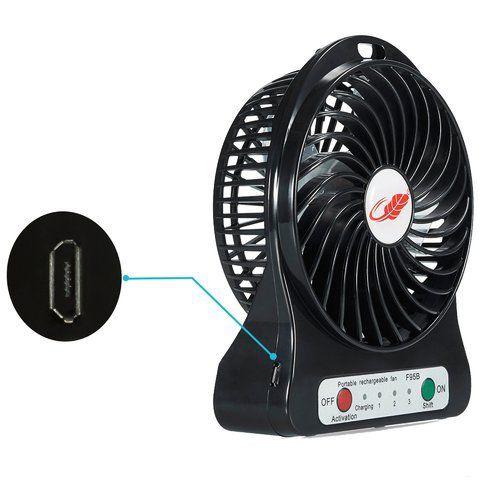 Portable 3 Gear Speed 4.5W Cooling Fan Mini USB 3.7V LED Fan Li-ion 2200mAh Battery Rechargeable Multifunctional Fan - halfrate.in