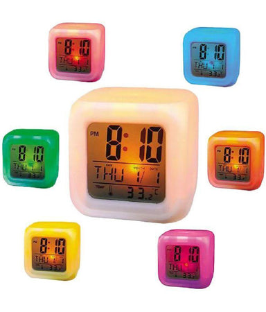 Digital 7 Color Change Alarm Clock & Thermometer Alarm Clock - halfrate.in