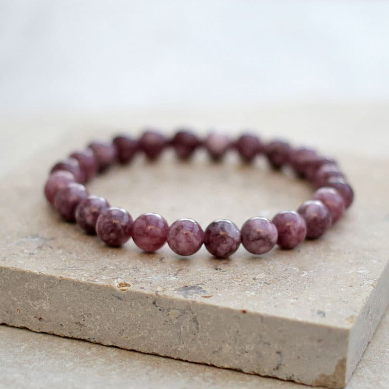 Lepidolite Natural Gemstone Bracelet Semi precious Feng Shui Crystal Chakra Aura Personal Reiki Healing Crystals