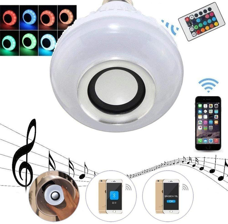 Led Bulb with Bluetooth Speaker Music Light Bulb + RGB Light Bulb Colorful Lamp with Remote Control - halfrate.in