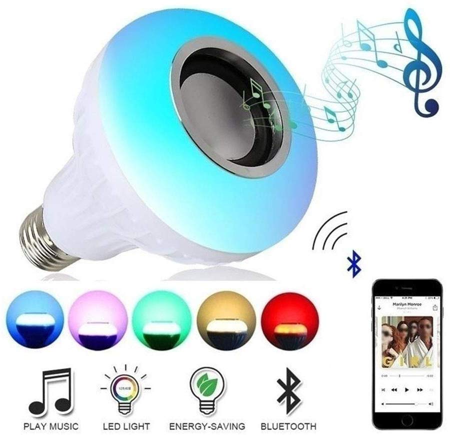 Led Bulb with Bluetooth Speaker Music Light Bulb + RGB Light Bulb Colorful Lamp with Remote Control - halfrate.in