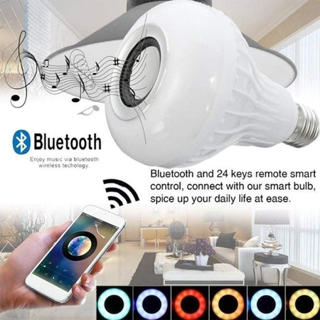 Led Bulb with Bluetooth Speaker Music Light Bulb + RGB Light Bulb Colorful Lamp with Remote Control - halfrate.in